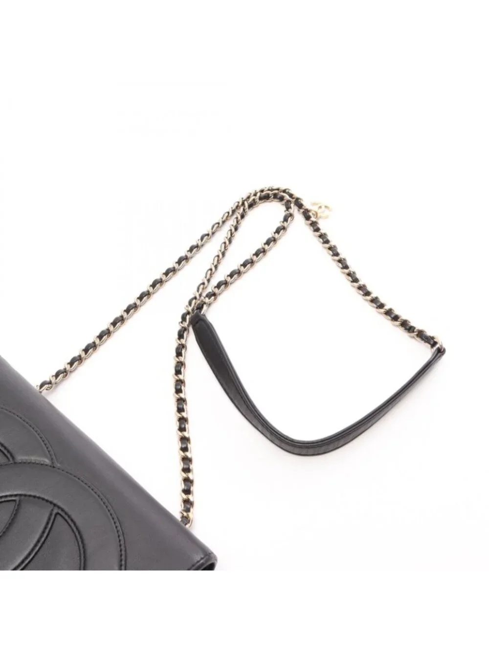 Chanel Shoulder Bag CC Logo Full Flap Black Lambskin CC Small Chain
